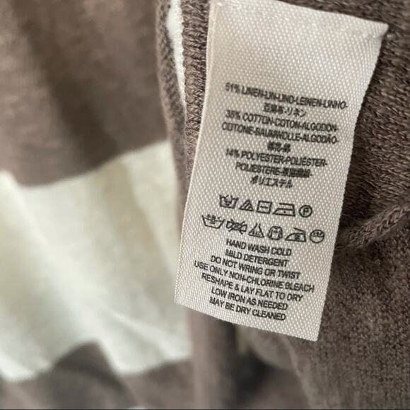 Free People beach gold rush Henley striped brown tunic  linen top medium - Picture 8 of 10